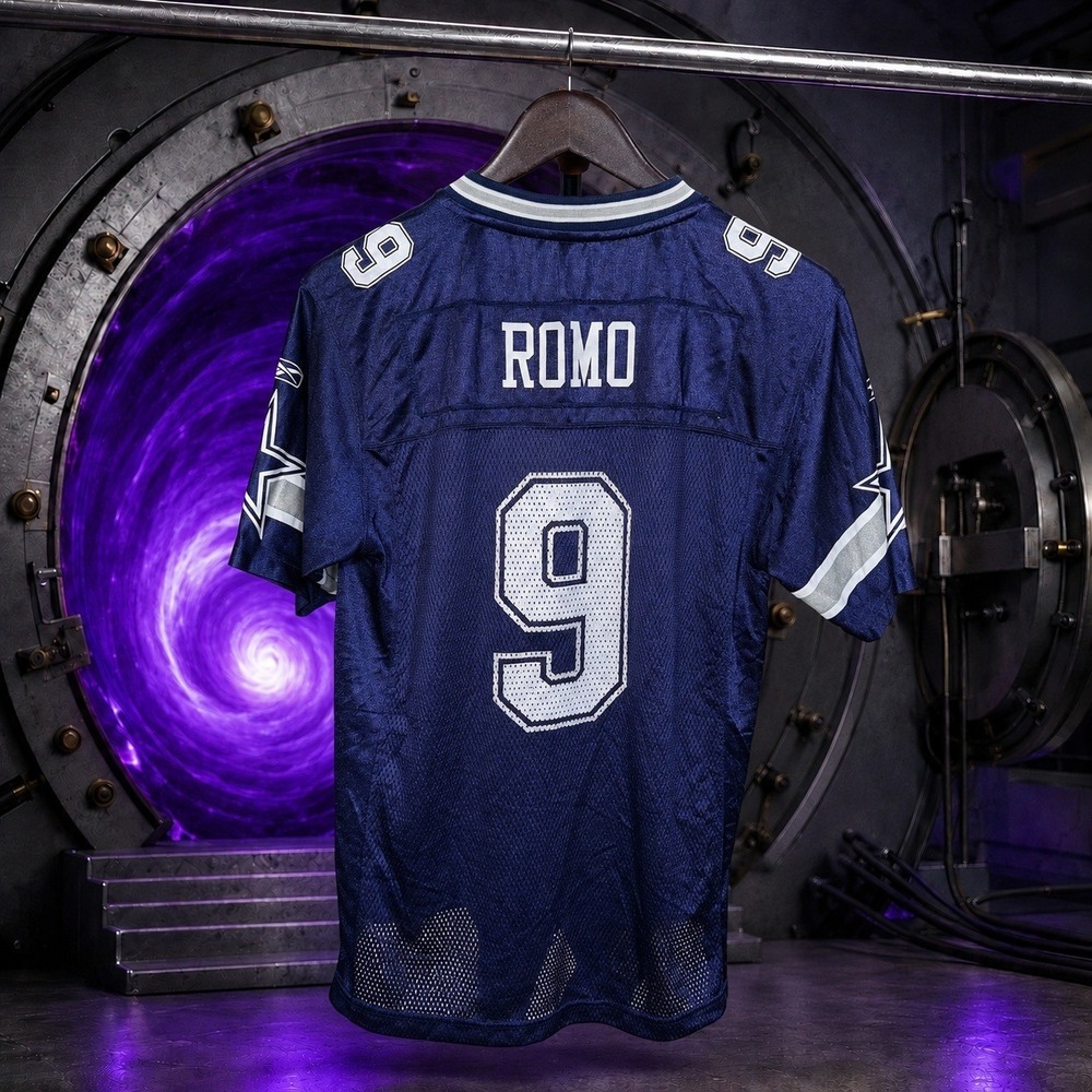 Reebok Dallas Cowboys 9 Romo Regular Fit Large Navy‎ Blue Jersey